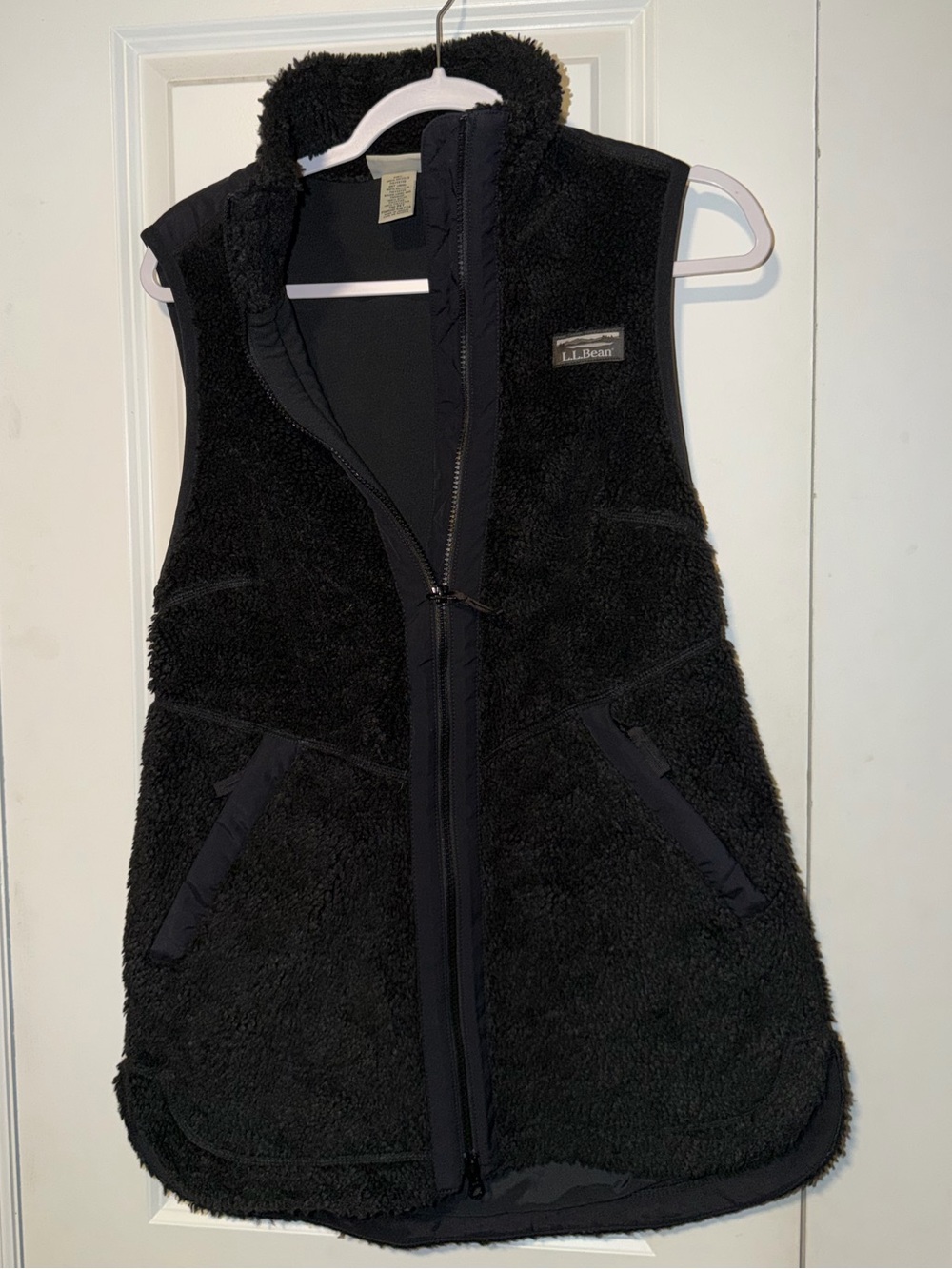 L.L. Bean Black Sherpa Zip-Front Vest